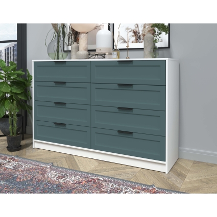 Kомод Тренд КТ-К157 (Белый платинум ЛДСП/ Верде ЛМДФ) Ш1565 В1020 Г451